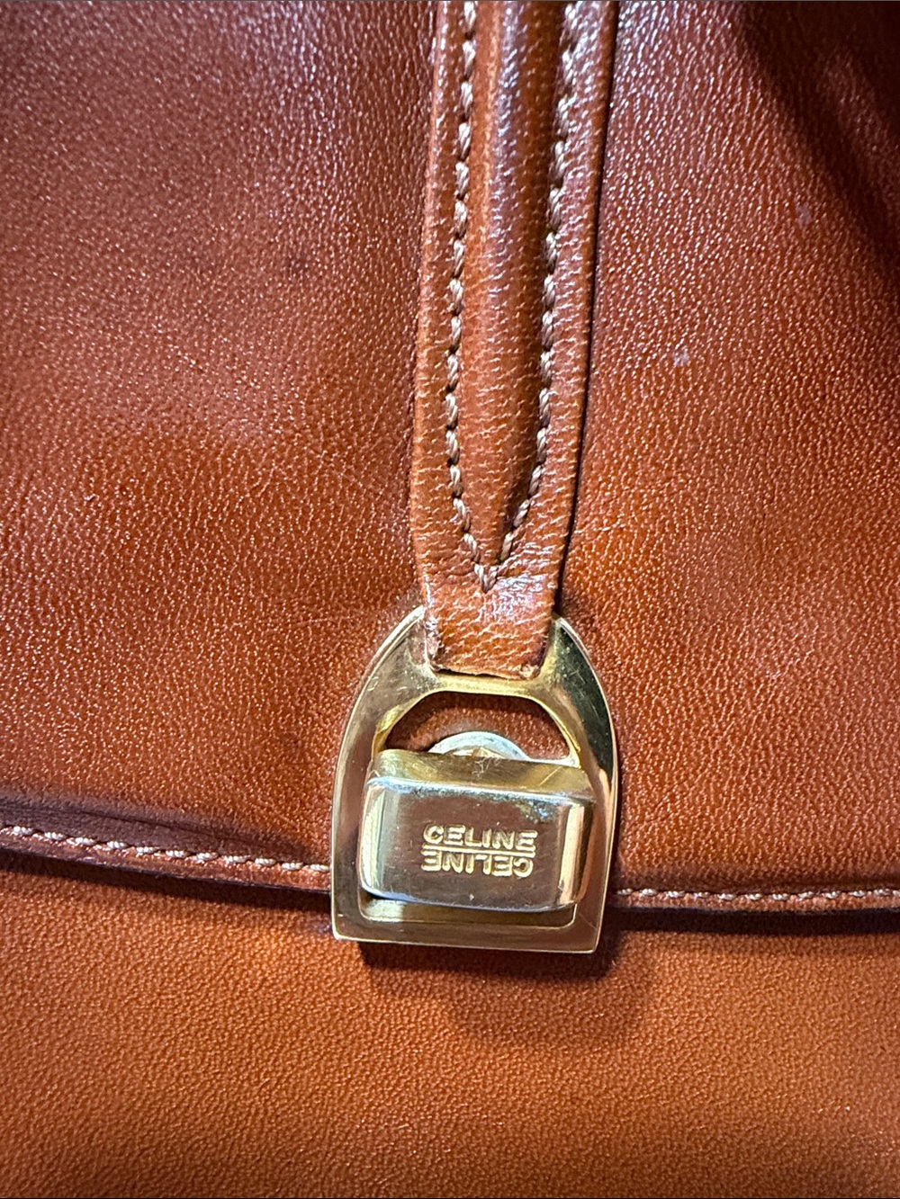 Celine vintage 1980s Classic Leather Saddle Crossbody Bag in Brown - Picture 2 of 10